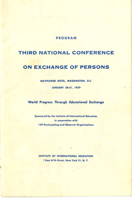 Program Third National Conference on Exchange of Persons, Ene. 1959