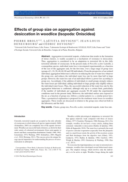 Effects of Group Size on Aggregation Against Desiccation in Woodlice (Isopoda: Oniscidea)