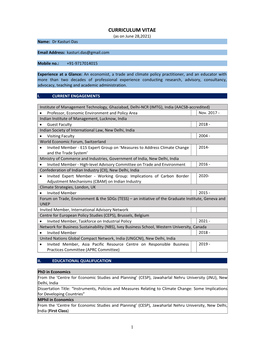 CURRICULUM VITAE (As on June 28,2021) Name: Dr Kasturi Das