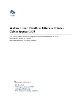 Wallace Hume Carothers Letters to Frances Gelvin Spencer 2435