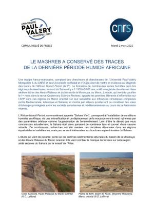 Le Maghreb a Conservé Des Traces De La Dernière Période Humide Africaine