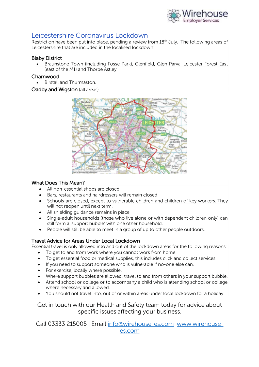 Leicestershire Coronavirus Lockdown Restriction Have Been Put Into Place, Pending a Review from 18Th July