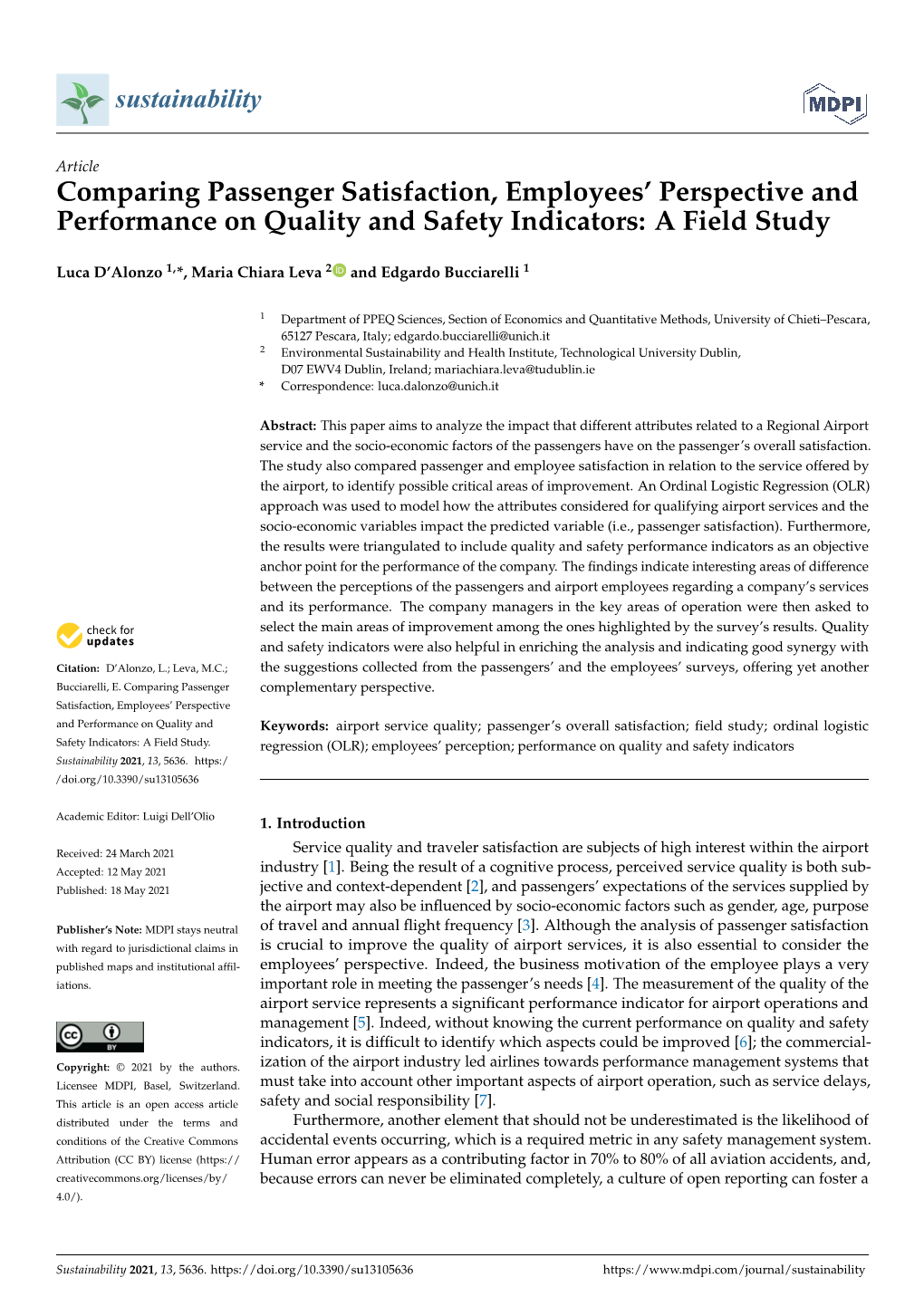 Comparing Passenger Satisfaction, Employees' Perspective And