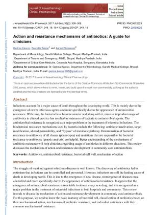 Action and Resistance Mechanisms of Antibiotics: a Guide for Clinicians