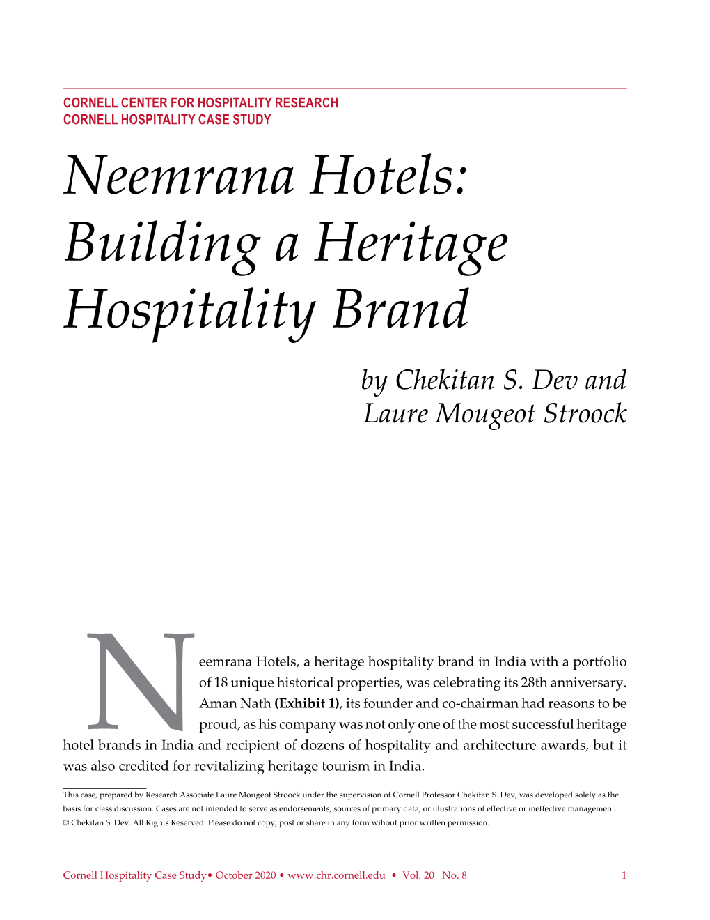 Neemrana Hotels Building a Heritage Hospitality Brand.Pdf (1.448Mb)