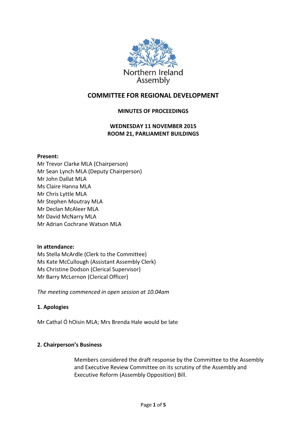 Committee for Regional Development
