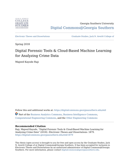 Digital Forensic Tools & Cloud-Based Machine Learning for Analyzing