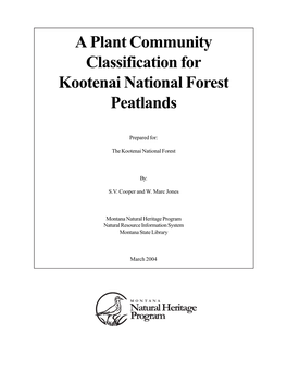 A Plant Community Classification for Kootenai National Forest Peatlands