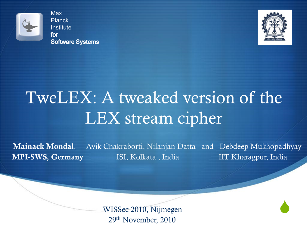 Twelex: a Tweaked Version of the LEX Stream Cipher