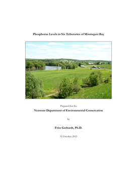 Phosphorus Levels in Six Tributaries of Missisquoi Bay Vermont