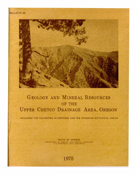 DOGAMI Bulletin 88, Geology and Mineral Resources of the Upper