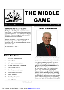 MIDDLE GAME Volume 1, Issue 21 March/April 2006