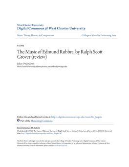 The Music of Edmund Rubbra, by Ralph Scott Grover (Review)
