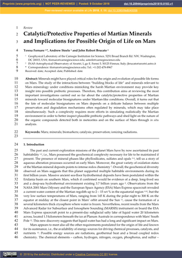 Catalytic/Protective Properties of Martian Minerals and Implications