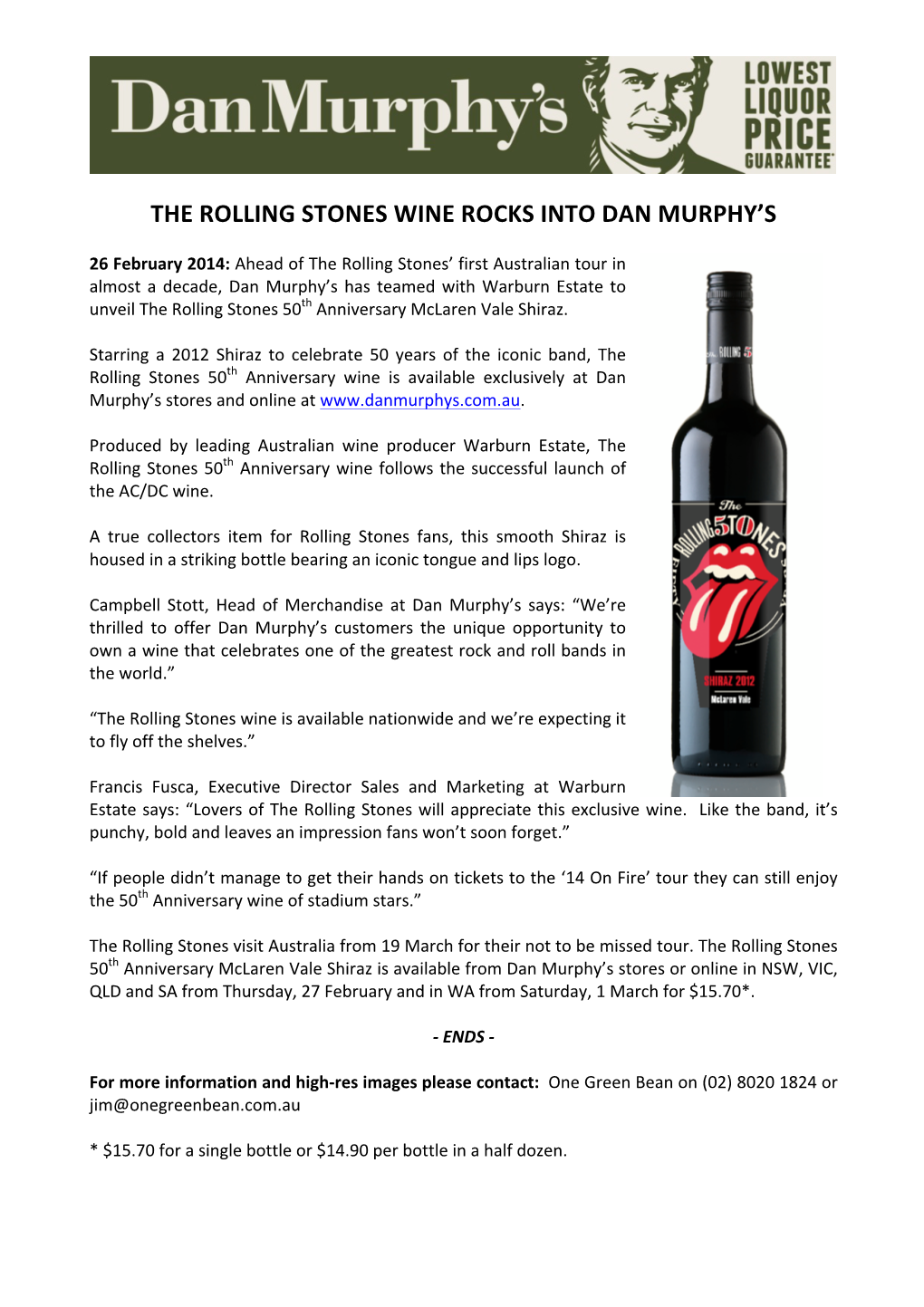 The Rolling Stones Wine Rocks Into Dan Murphy's