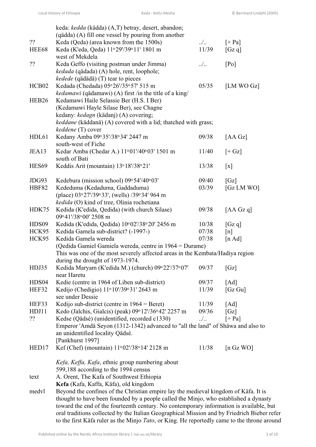 Local History of Ethiopia Keda - Keltu Mesha © Bernhard Lindahl (2005)