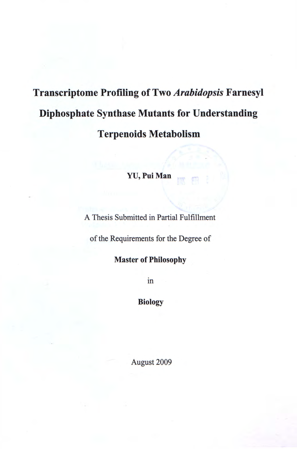 Transcriptome Profiling of Two Arabidopsis Farnesyl Diphosphate