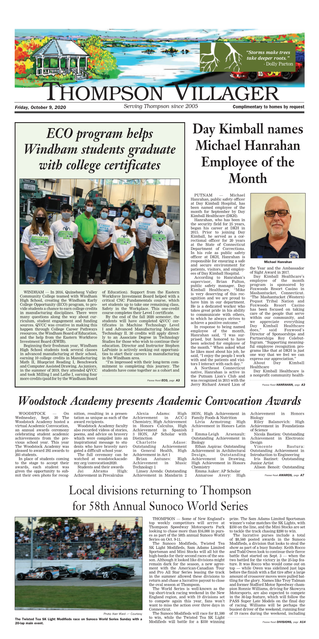 Thompson Villager Friday, October 9, 2020 Serving Thompson Since 2005 Complimentary to Homes by Request