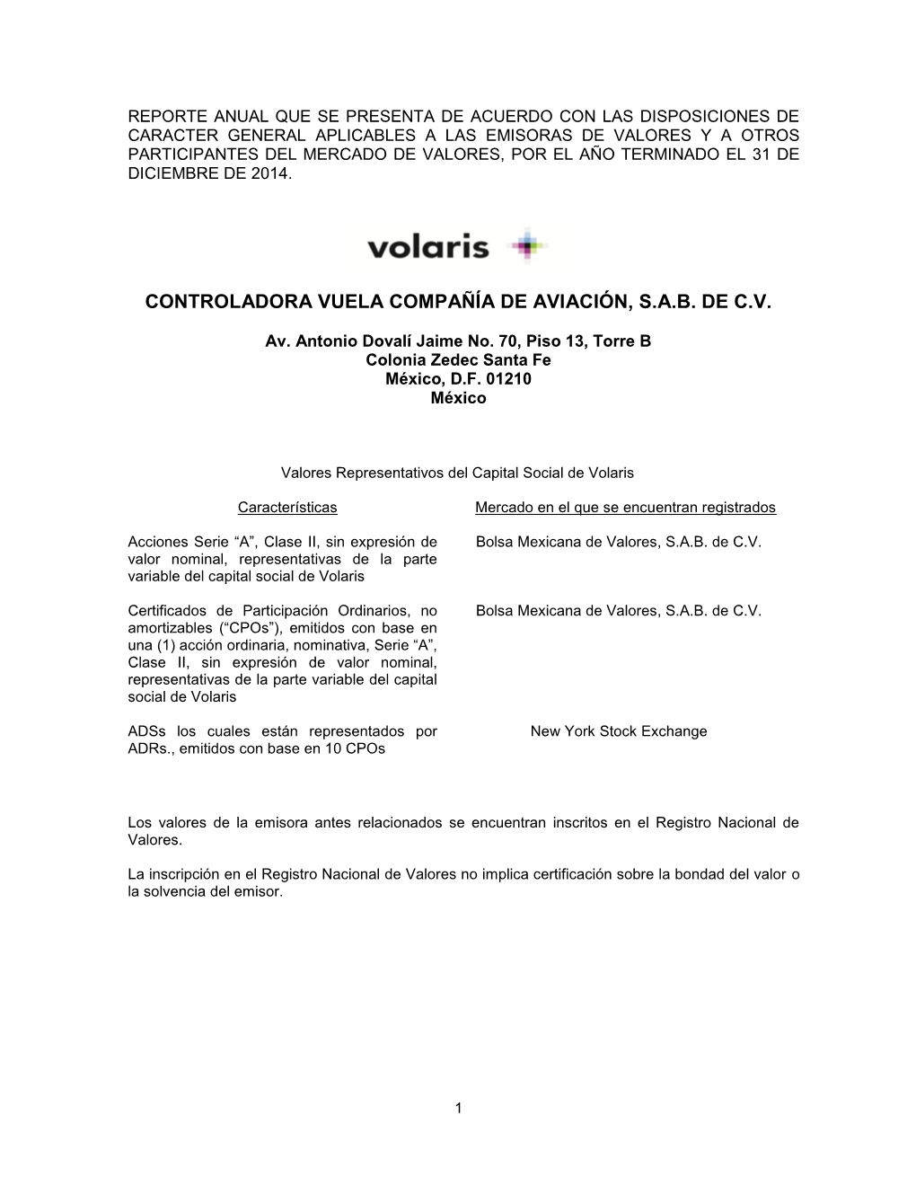 Controladora Vuela Compañía De Aviación, S.A.B. De C.V