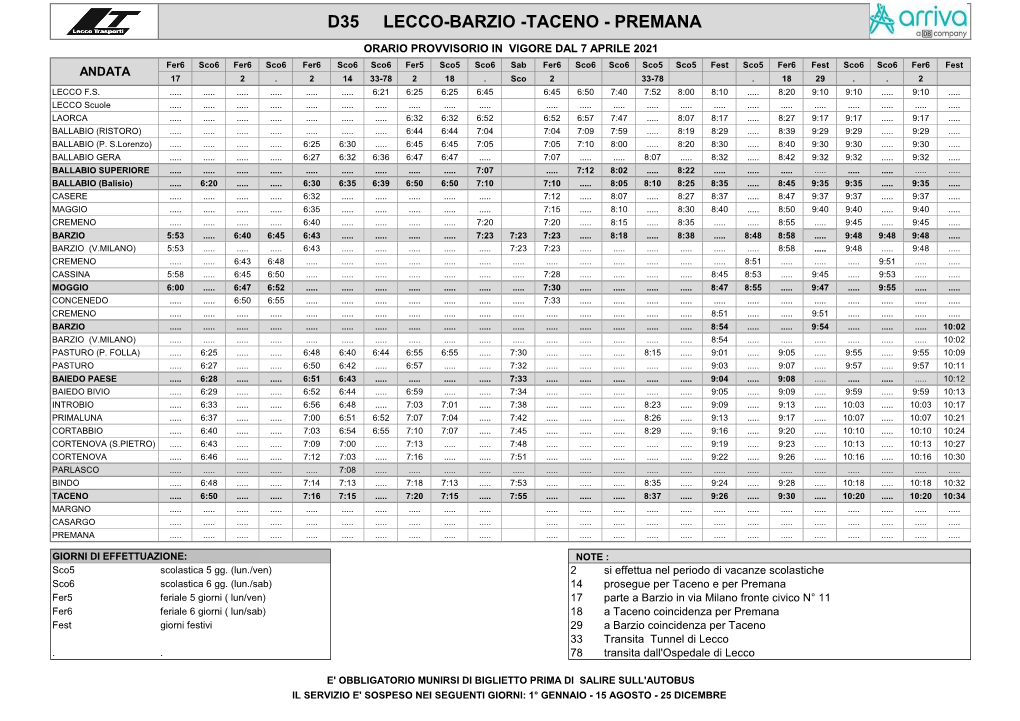 D35 Lecco-Barzio -Taceno - Premana