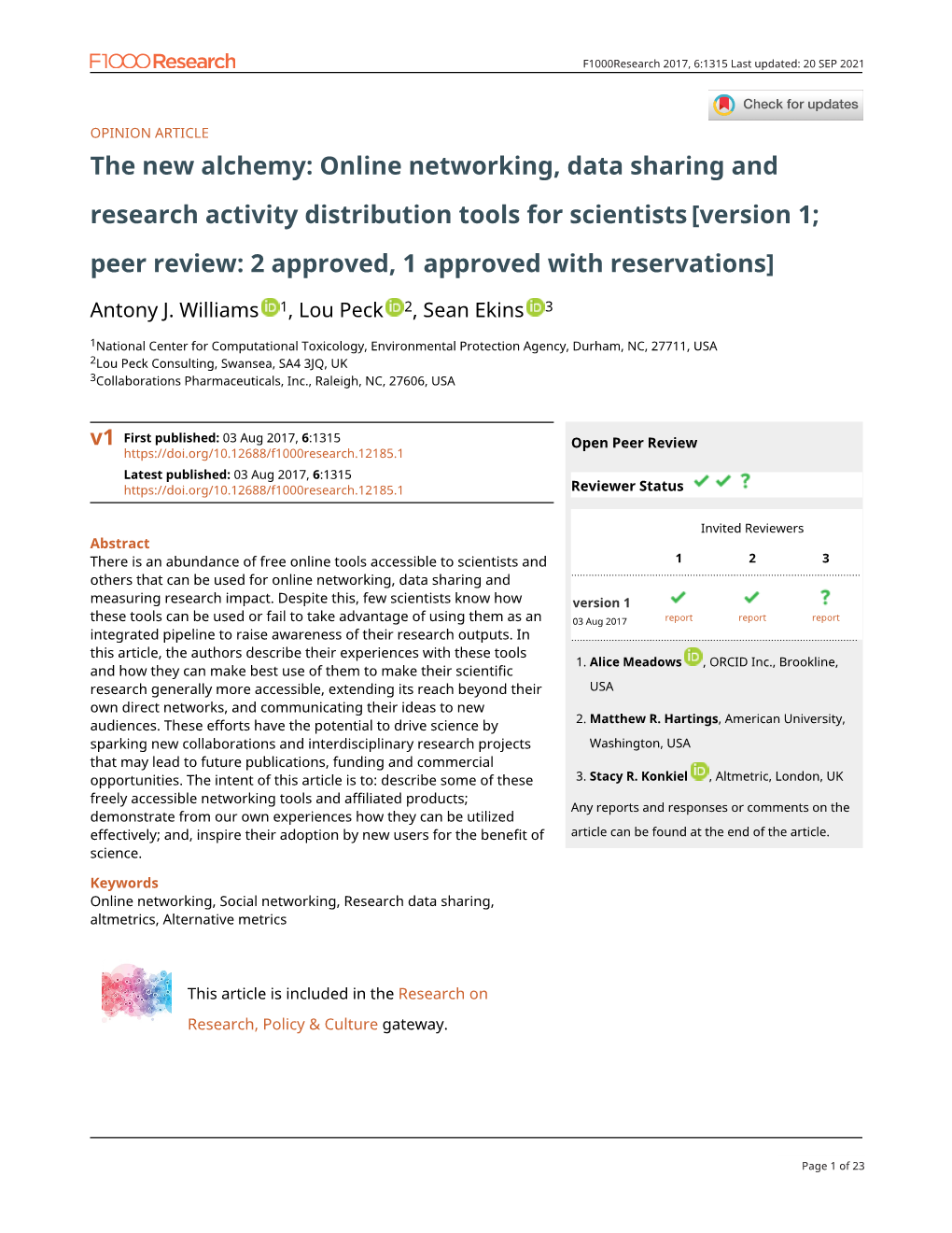 The New Alchemy: Online Networking, Data Sharing And