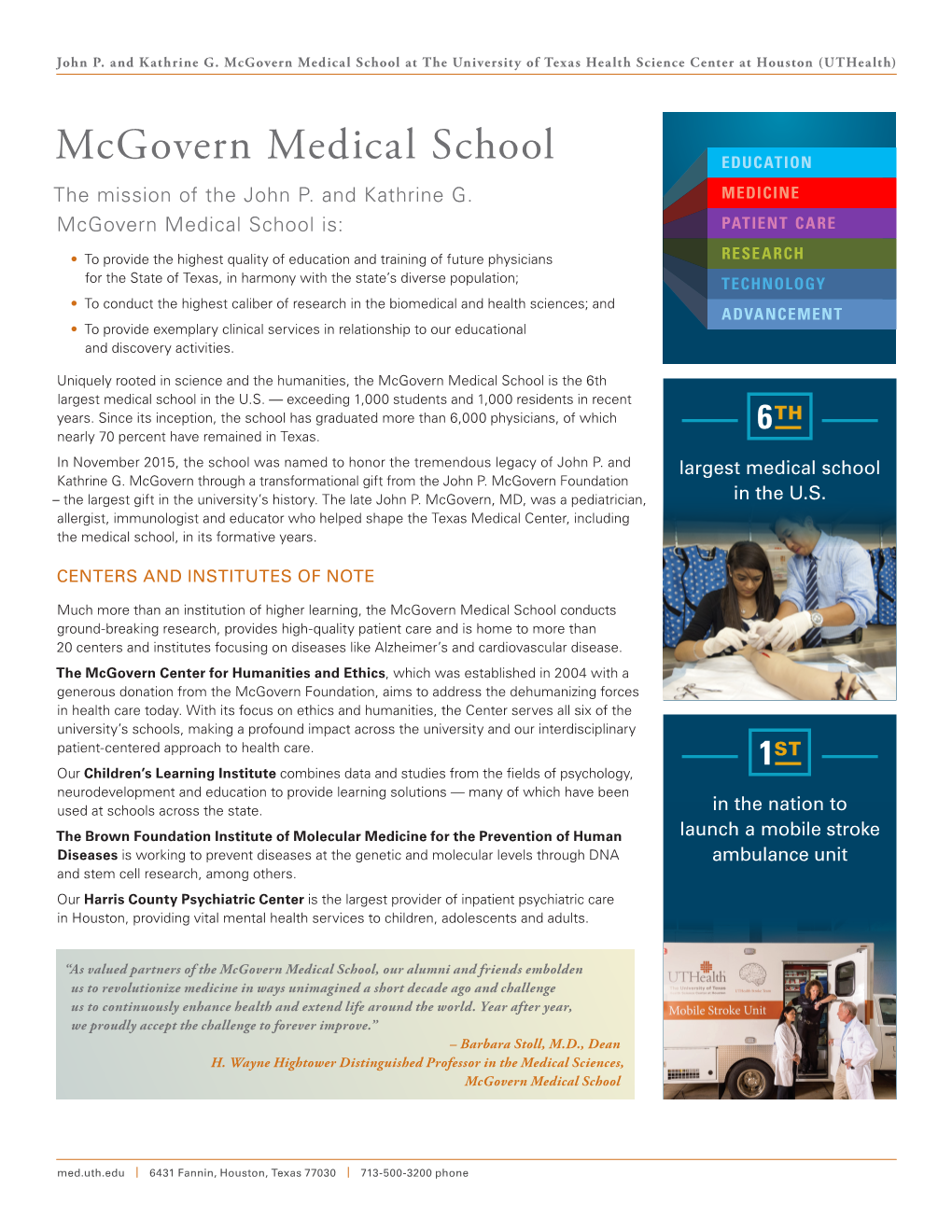 Mcgovern Medical School at the University of Texas Health Science Center at Houston (Uthealth)