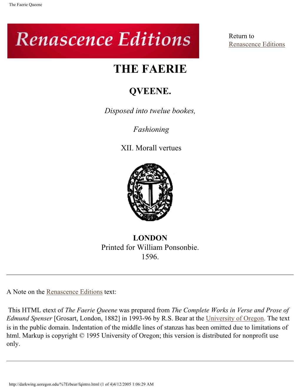 The Faerie Queene