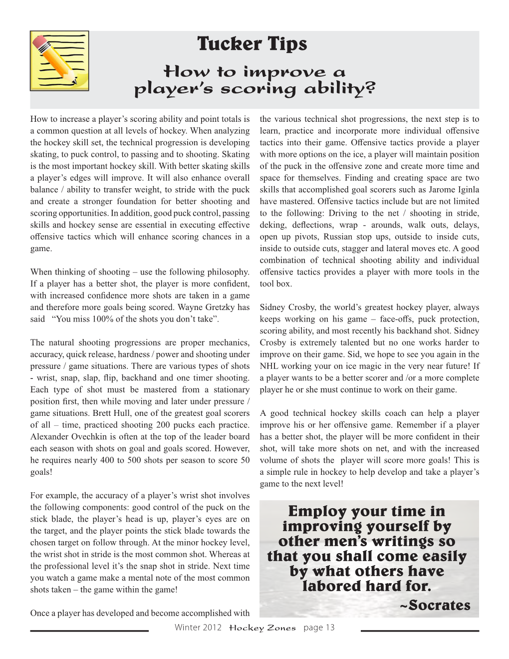 Tucker Tips How to Improve a Player's Scoring Ability?