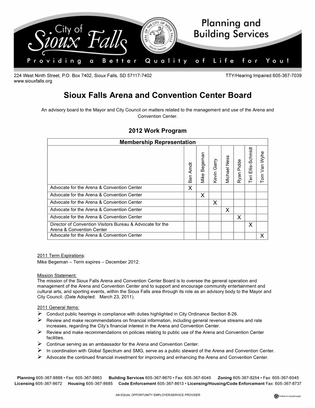 Sioux Falls Arena and Convention Center Board