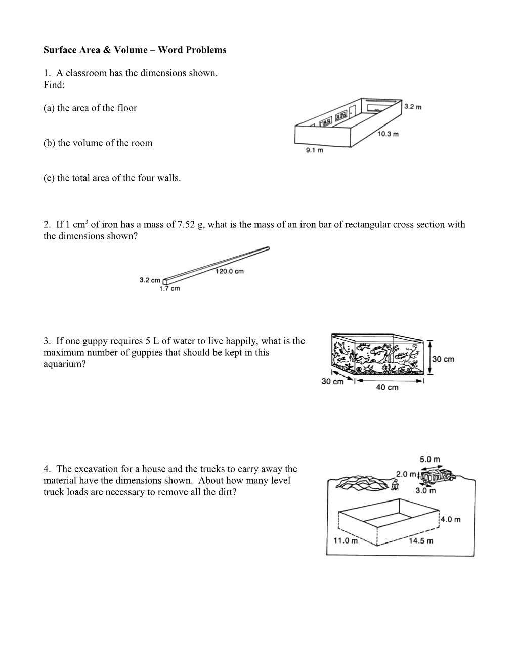 Surface Area & Volume Word Problems