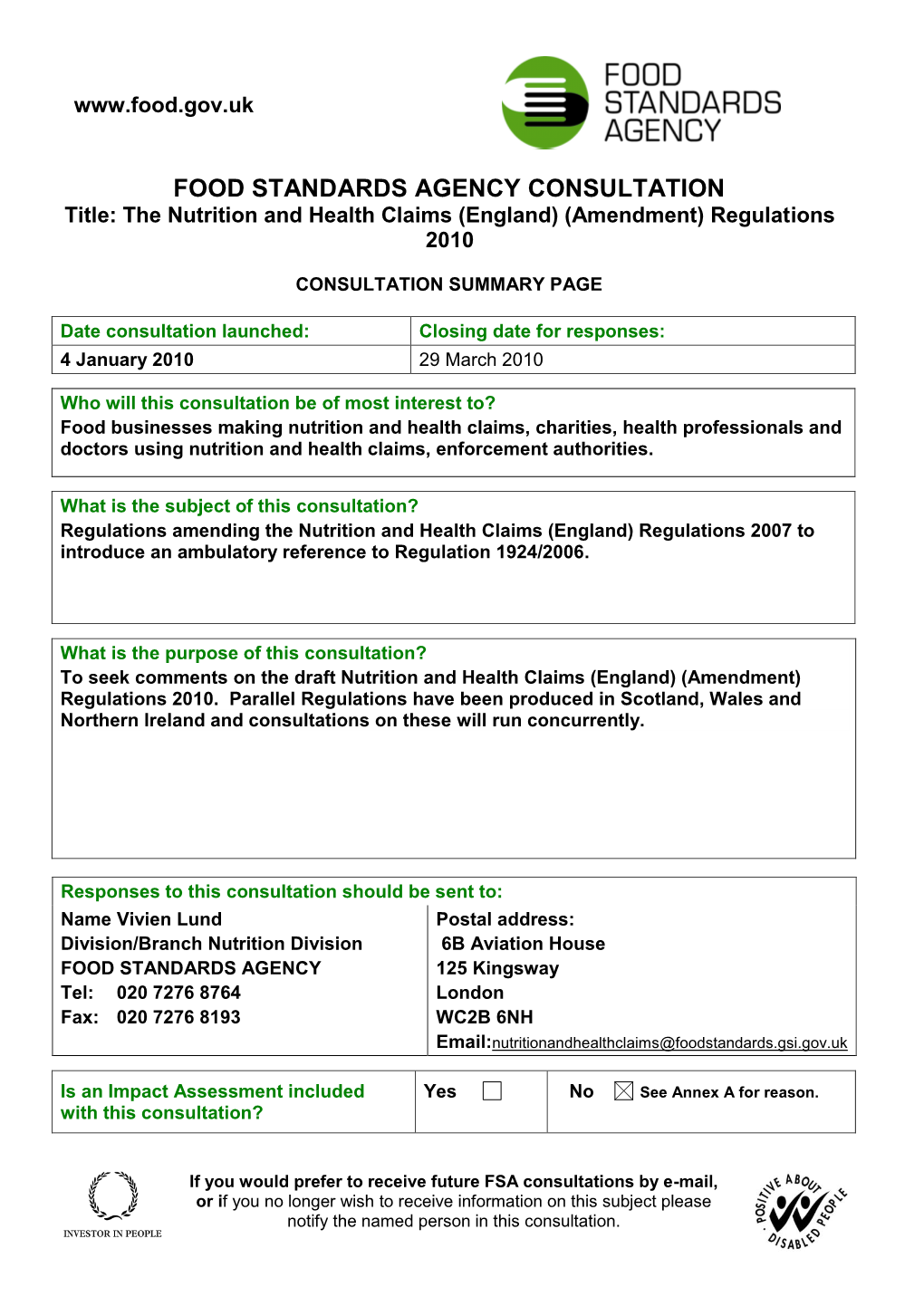 Claims Regulations Amendment