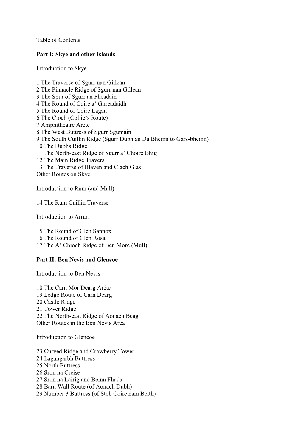 Table of Contents Part I: Skye and Other Islands Introduction to Skye