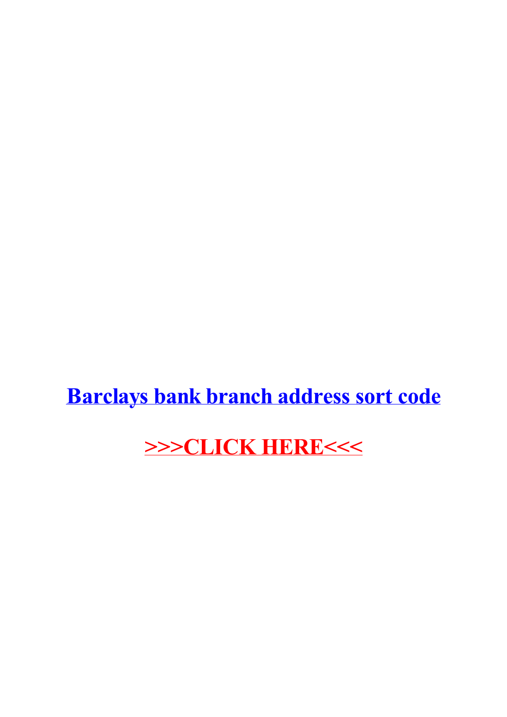 Barclays Bank Branch Address Sort Code