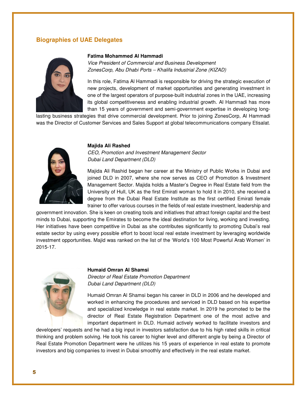 Biographies of UAE Delegates