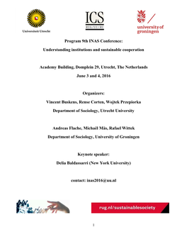 Program 9Th INAS Conference: Understanding Institutions And