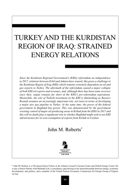 Turkey and the Kurdistan Region of Iraq: Strained Energy Relations