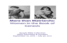 More Than Matriarchs: Women in the Book of Genesis