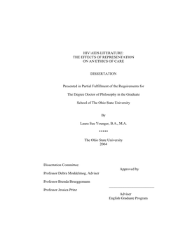 Hiv/Aids Literature: the Effects of Representation on an Ethics of Care