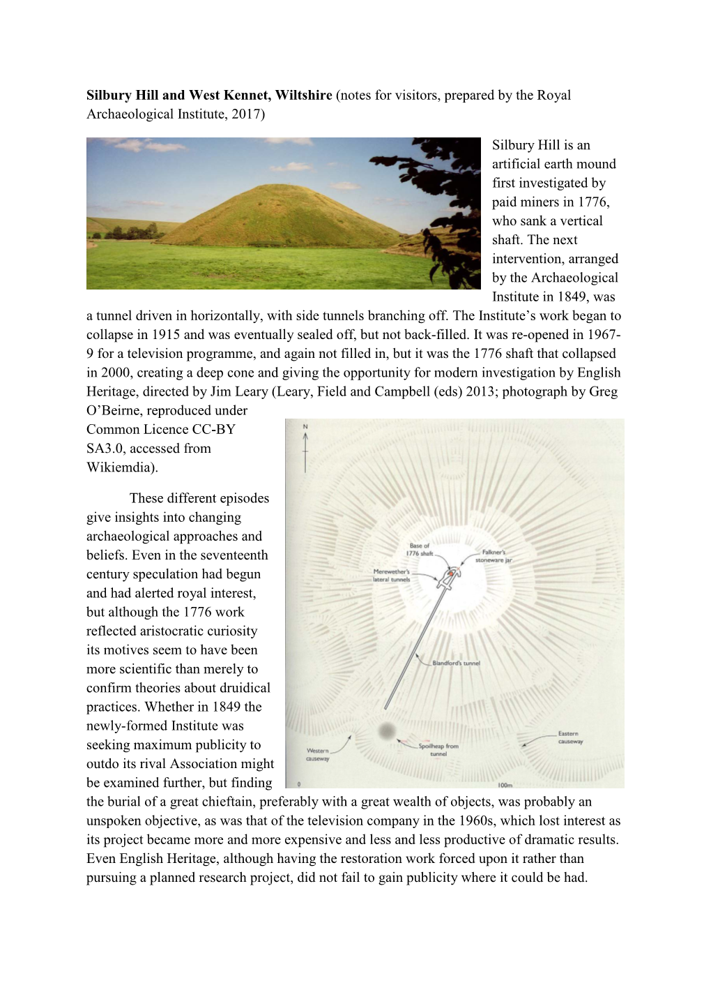 Silbury Hill and West Kennet, Wiltshire (Notes for Visitors, Prepared by the Royal Archaeological Institute, 2017)