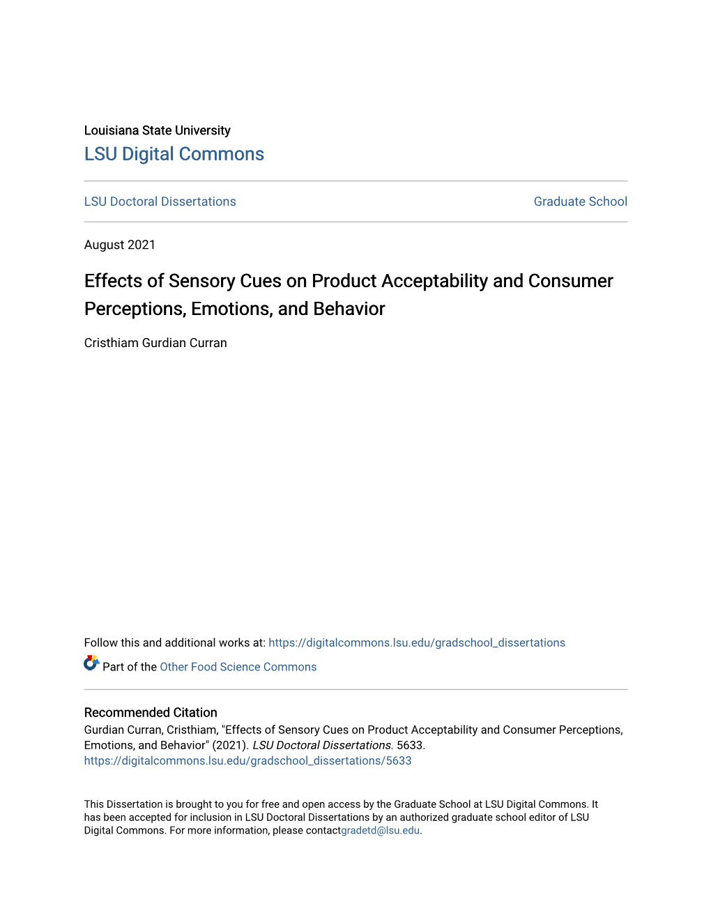 Effects of Sensory Cues on Product Acceptability and Consumer Perceptions, Emotions, and Behavior