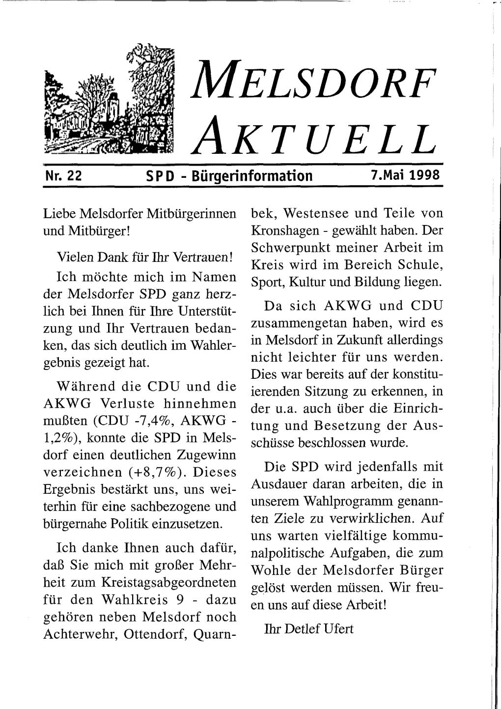 Melsdorf Aktuell - Bürgerinformation______7.Mai 1998