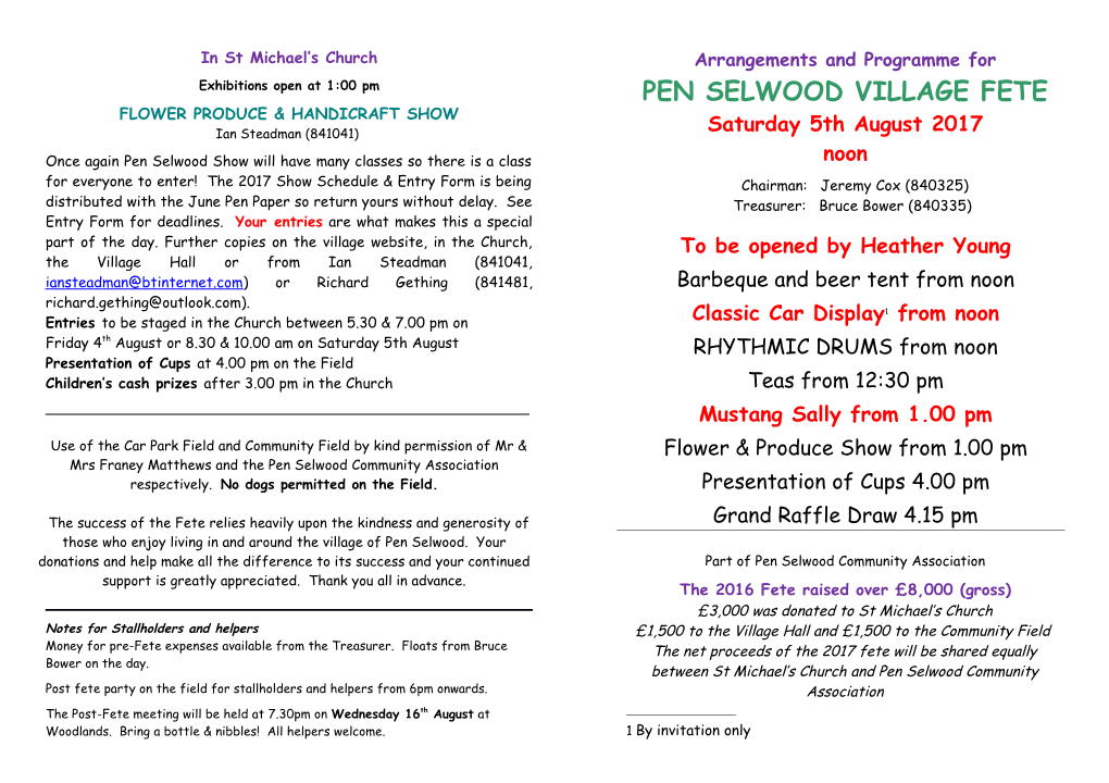 Penselwood Fete Flyer