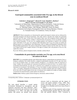 Gastropod Communities Associated with Ulva Spp. in the Littoral Zone in Southeast Brazil