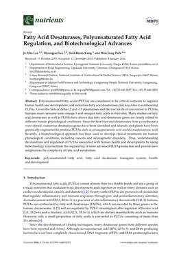 Fatty Acid Desaturases, Polyunsaturated Fatty Acid Regulation, and Biotechnological Advances