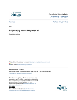 Ballymurphy News : May Day Call