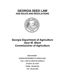 Georgia Seed Law, Rules & Regulations