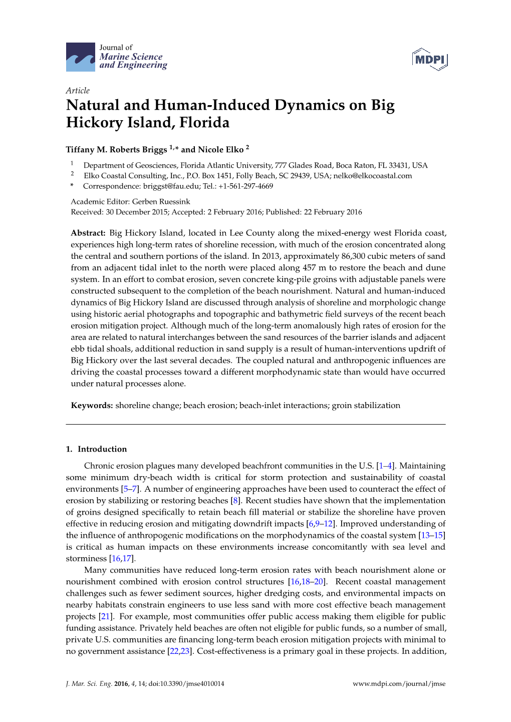 Natural and Human-Induced Dynamics on Big Hickory Island, Florida