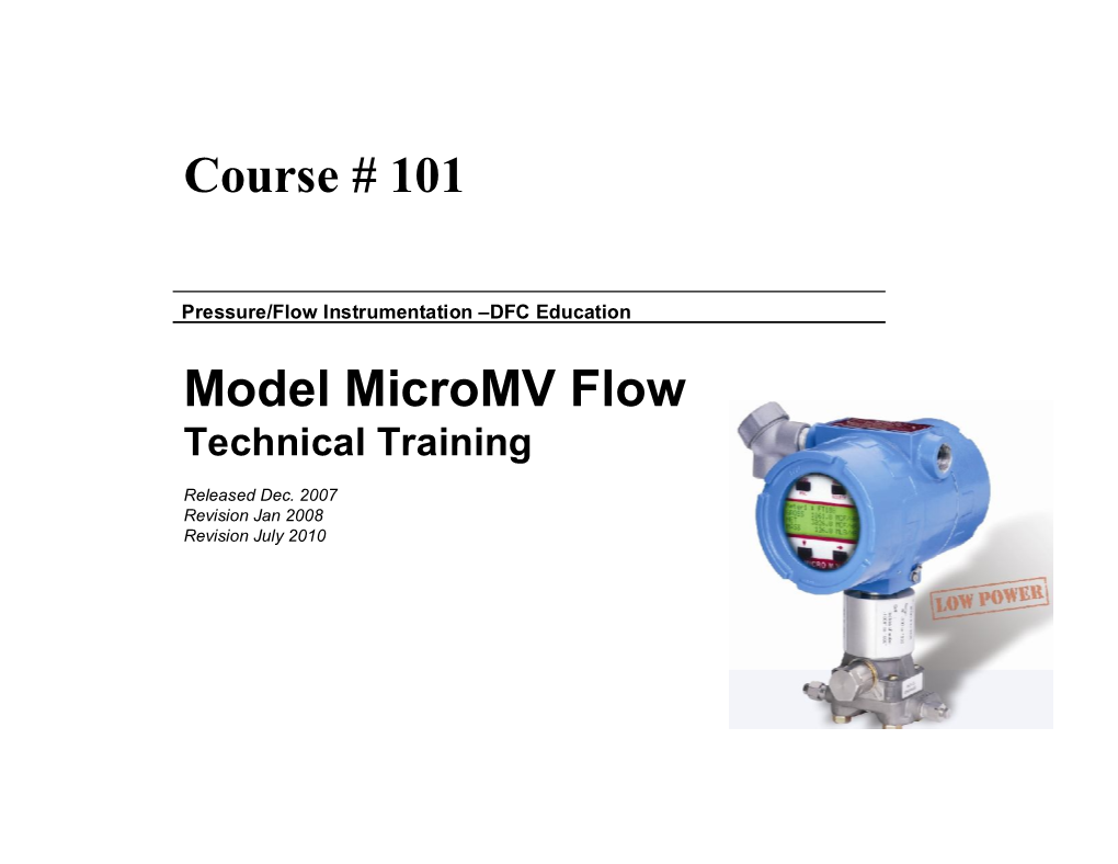 Course # 101 Model Micromv Flow