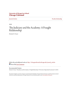 The Judiciary and the Academy: a Fraught Relationship