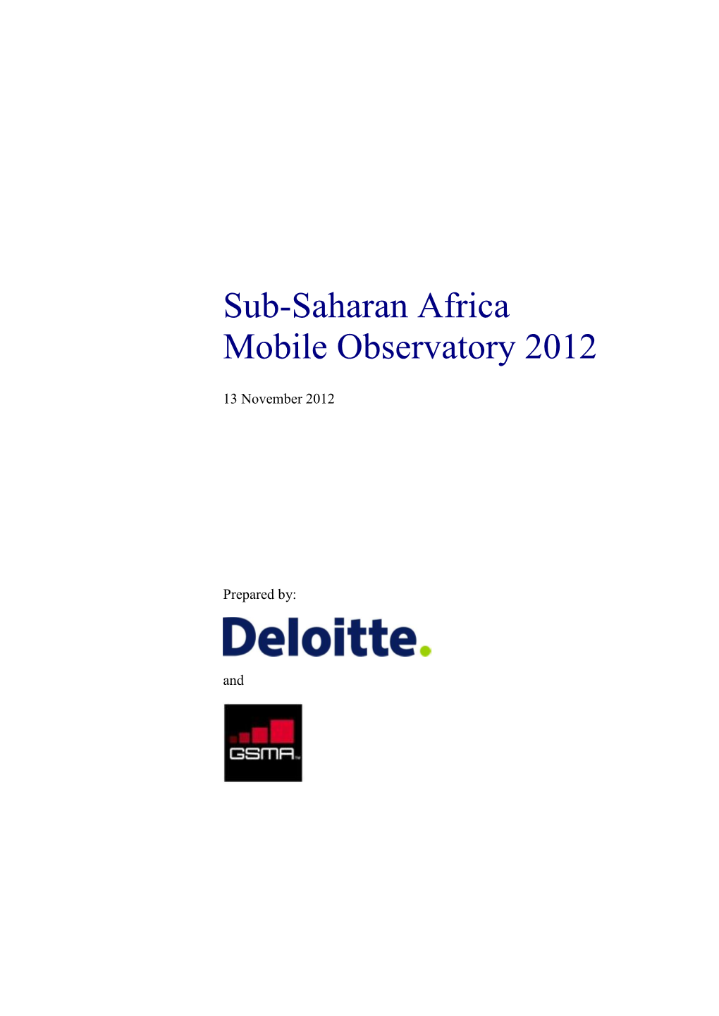 Sub-Saharan Africa Mobile Observatory 2012